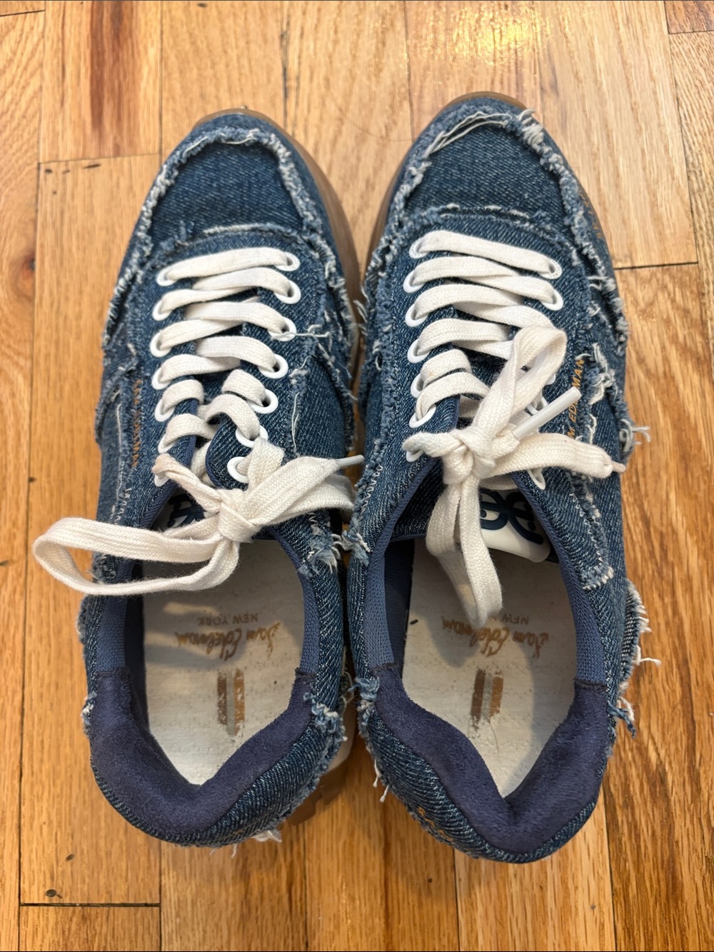 Sam Edelman Distressed Denim Platform Sneakers - Blue - Picture 2 of 3